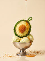 The avocado scrubber served in a glass sundae dish