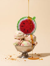 The watermelon scrubber served in a glass sundae dish