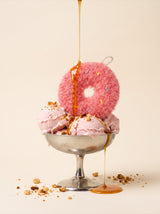 The donut scrubber served in a glass sundae dish