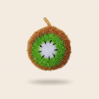 Kiwino kiwi-slice kitchen scrubber with a green centre, cream ring and brown edge